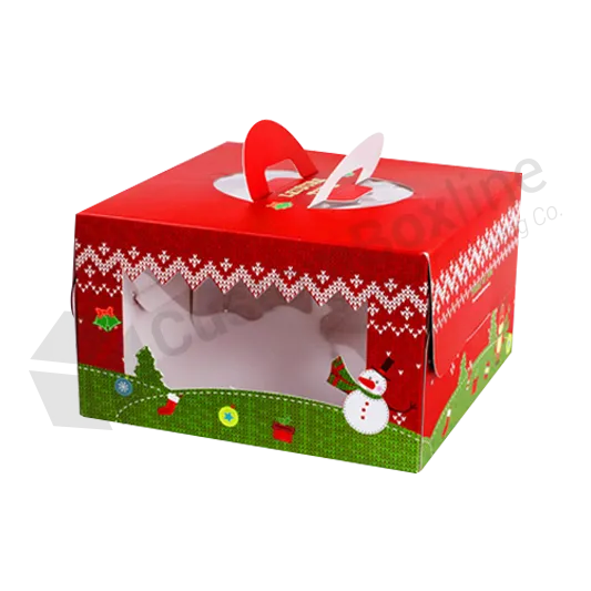 Christmas Cake Box with Window & Handle